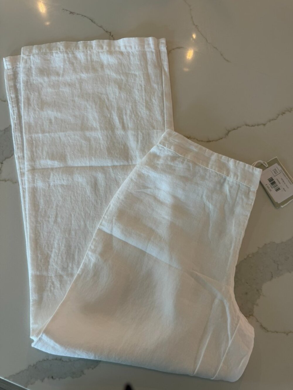 NWT 120% LINO LINEN WIDE LEG PANTS WHITE M/44